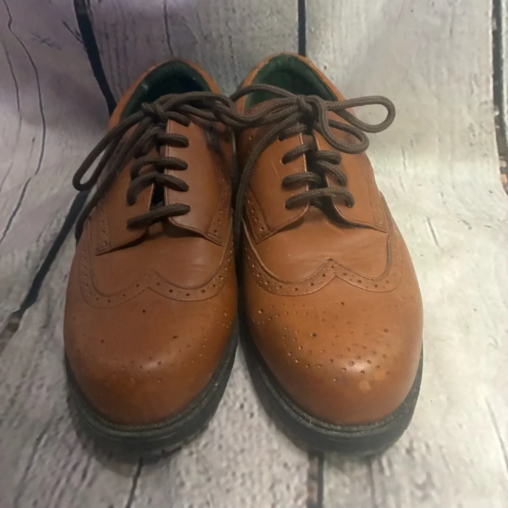 Dockers Men’s Brown‎ Leather Wingtip Brogue Oxford Lace Up Dress Shoe Sz 9M GUC
